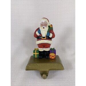 Stocking Hanger Holder‎ Jolly Santa Claus Christmas Tree Cast Iron Base